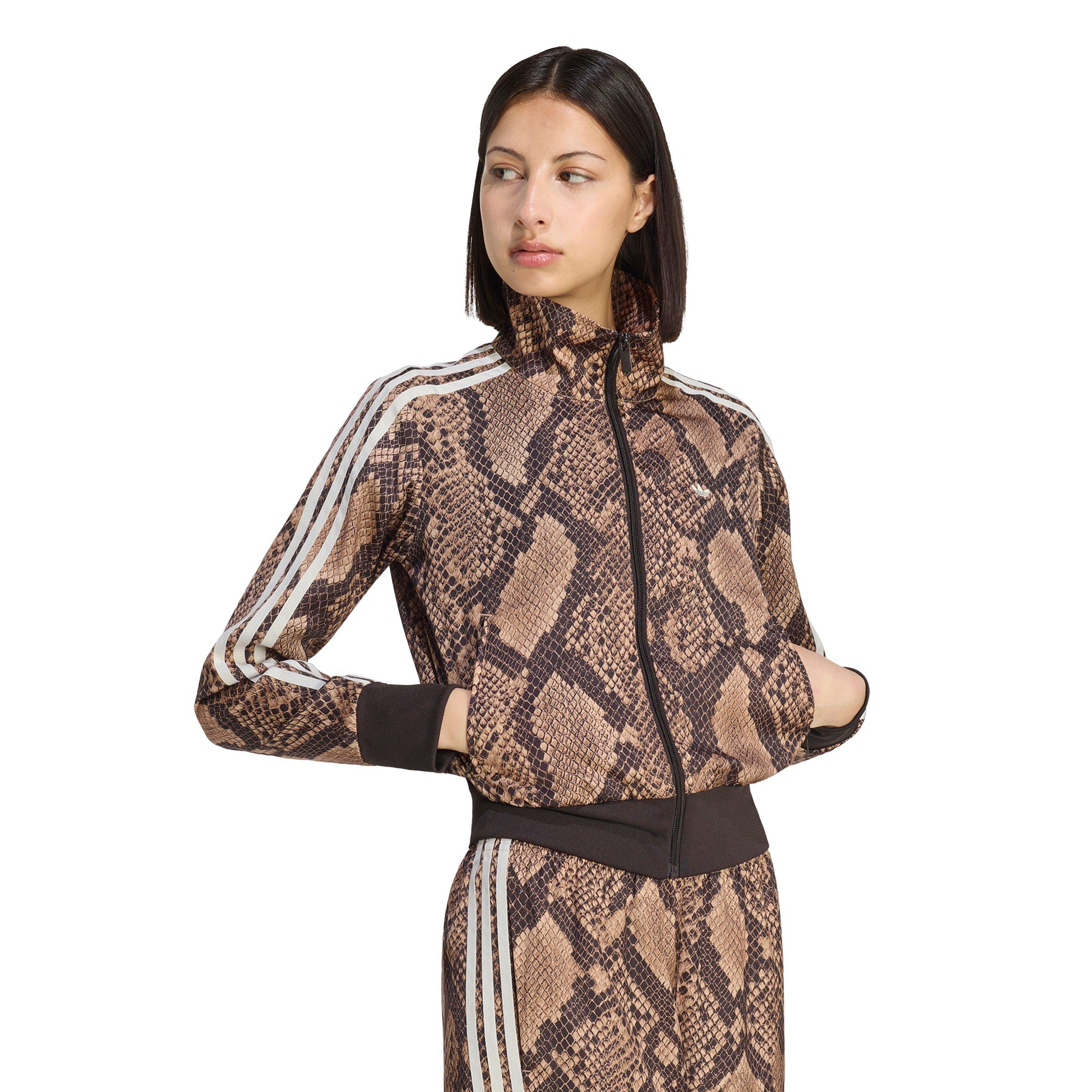 adidas Originals Women's Satin Snake Print Firebird Track Jacket - Beige - BEIGE